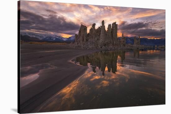 Tufas at Sunset on Mono Lake at Sunset, Sierra Nevada, CA-Sheila Haddad-Stretched Canvas