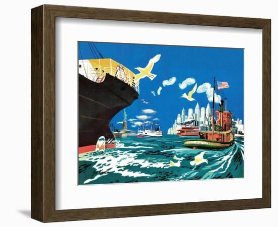 Tugboat and Seagulls - Jack & Jill-Joe Krush-Framed Giclee Print