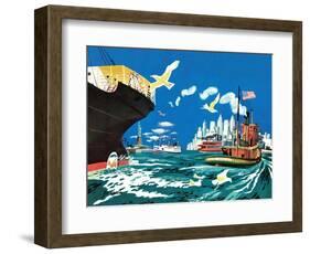 Tugboat and Seagulls - Jack & Jill-Joe Krush-Framed Giclee Print