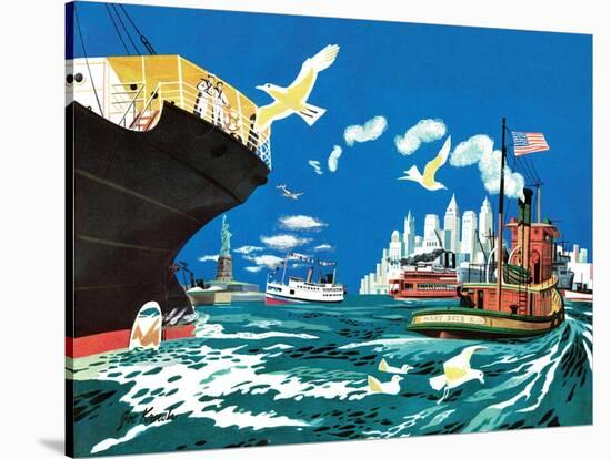 Tugboat and Seagulls - Jack & Jill-Joe Krush-Stretched Canvas