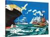 Tugboat and Seagulls - Jack & Jill-Joe Krush-Stretched Canvas