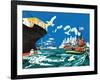 Tugboat and Seagulls - Jack & Jill-Joe Krush-Framed Giclee Print