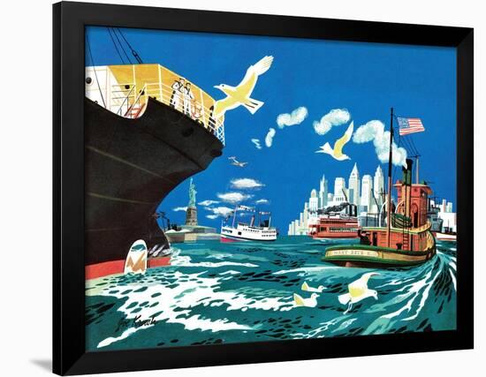 Tugboat and Seagulls - Jack & Jill-Joe Krush-Framed Giclee Print