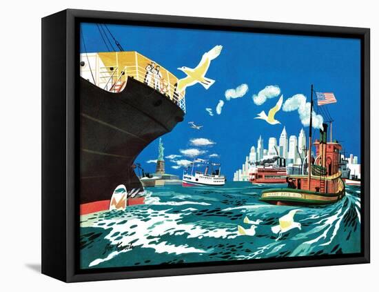 Tugboat and Seagulls - Jack & Jill-Joe Krush-Framed Stretched Canvas