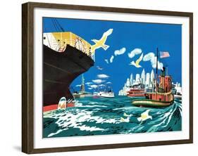 Tugboat and Seagulls - Jack & Jill-Joe Krush-Framed Giclee Print