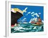 Tugboat and Seagulls - Jack & Jill-Joe Krush-Framed Giclee Print