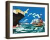 Tugboat and Seagulls - Jack & Jill-Joe Krush-Framed Premium Giclee Print