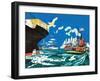 Tugboat and Seagulls - Jack & Jill-Joe Krush-Framed Premium Giclee Print