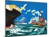 Tugboat and Seagulls - Jack & Jill-Joe Krush-Mounted Premium Giclee Print