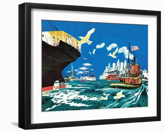 Tugboat and Seagulls - Jack & Jill-Joe Krush-Framed Giclee Print