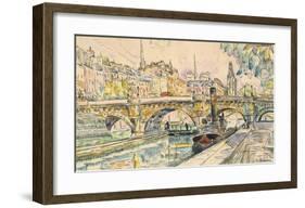 Tugboat at the Pont Neuf, Paris, 1923-Paul Signac-Framed Premium Giclee Print