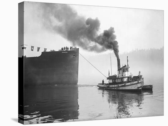 Tugboat Elf Hauling the Pansa Through the Thea Foss Waterway-Marvin Boland-Stretched Canvas