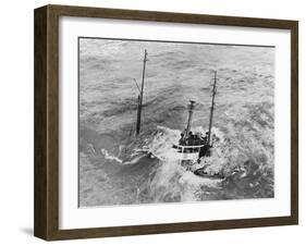 Tugboat Sinking in the English Channel-null-Framed Premium Photographic Print