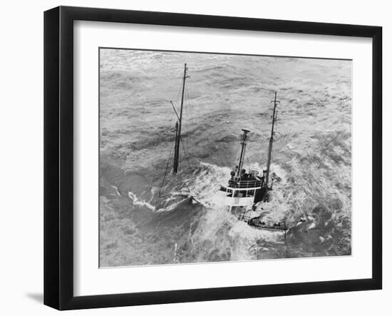 Tugboat Sinking in the English Channel-null-Framed Premium Photographic Print