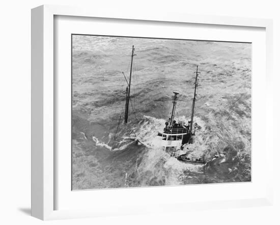 Tugboat Sinking in the English Channel-null-Framed Premium Photographic Print