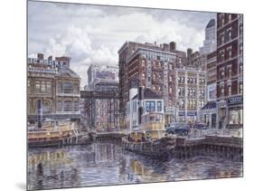 Tugboats And Tenements-Stanton Manolakas-Mounted Giclee Print