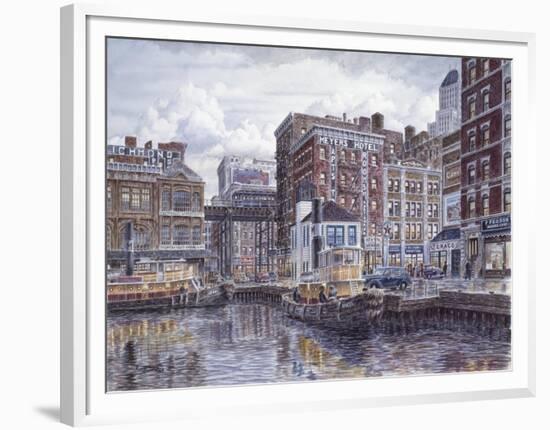 Tugboats And Tenements-Stanton Manolakas-Framed Premium Giclee Print