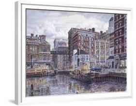 Tugboats And Tenements-Stanton Manolakas-Framed Premium Giclee Print