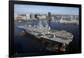 Tugboats Position the Amphibious Assault Ship USS Kearsarge-null-Framed Photographic Print