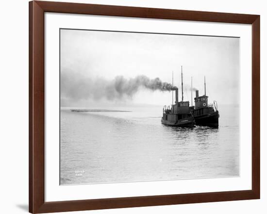 Tugs R.P. Elmore and Irene Underway, Circa 1912-Asahel Curtis-Framed Giclee Print