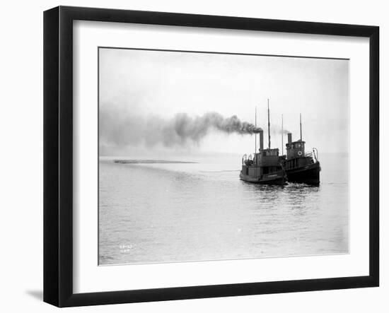 Tugs R.P. Elmore and Irene Underway, Circa 1912-Asahel Curtis-Framed Giclee Print