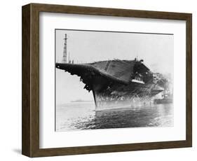 Tugs Tow Damaged Aircraft Carrier-null-Framed Photographic Print