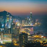 View of Hong Kong Victoria Harbour at Night-Tuimages-Stretched Canvas