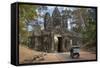 Tuk Tuk Going Through Victory Gate, Angkor Thom, Angkor World Heritage Site, Siem Reap, Cambodia-David Wall-Framed Stretched Canvas