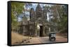 Tuk Tuk Going Through Victory Gate, Angkor Thom, Angkor World Heritage Site, Siem Reap, Cambodia-David Wall-Framed Stretched Canvas