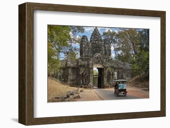 Tuk Tuk Going Through Victory Gate, Angkor Thom, Angkor World Heritage Site, Siem Reap, Cambodia-David Wall-Framed Photographic Print