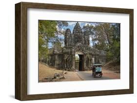 Tuk Tuk Going Through Victory Gate, Angkor Thom, Angkor World Heritage Site, Siem Reap, Cambodia-David Wall-Framed Photographic Print