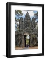 Tuk Tuk Going Through Victory Gate, Angkor Thom, Angkor World Heritage Site, Siem Reap, Cambodia-David Wall-Framed Photographic Print