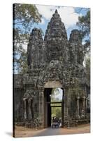 Tuk Tuk Going Through Victory Gate, Angkor Thom, Angkor World Heritage Site, Siem Reap, Cambodia-David Wall-Stretched Canvas