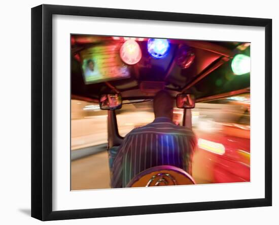 Tuk Tuk or Auto Rickshaw at Night, Bangkok, Thailand-Peter Adams-Framed Photographic Print