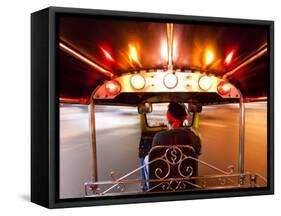 Tuk Tuk or Auto Rickshaw in Motion at Night, Bangkok, Thailand-Gavin Hellier-Framed Stretched Canvas