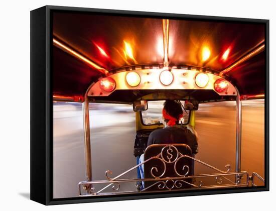 Tuk Tuk or Auto Rickshaw in Motion at Night, Bangkok, Thailand-Gavin Hellier-Framed Stretched Canvas