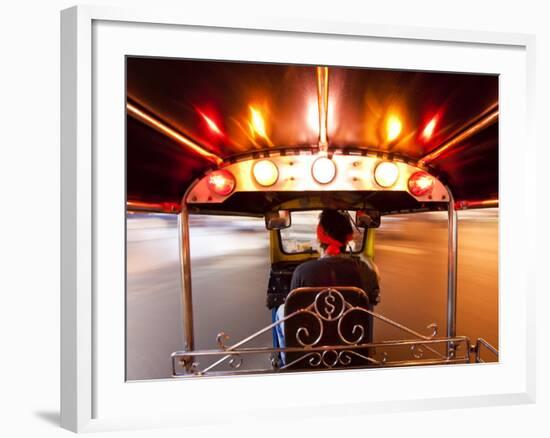 Tuk Tuk or Auto Rickshaw in Motion at Night, Bangkok, Thailand-Gavin Hellier-Framed Photographic Print