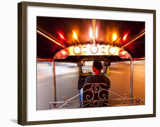 Tuk Tuk or Auto Rickshaw in Motion at Night, Bangkok, Thailand-Gavin Hellier-Framed Photographic Print