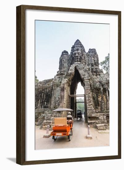 Tuk-Tuks Driving Through the South Gate at Angkor Thom-Michael Nolan-Framed Photographic Print