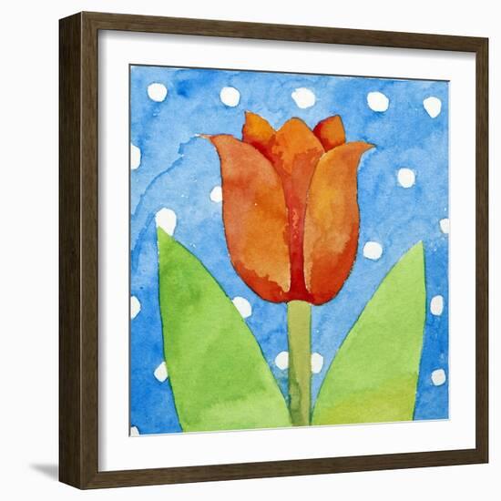 Tulip Blue White Spot Background, 2013-Jennifer Abbott-Framed Giclee Print