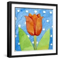 Tulip Blue White Spot Background, 2013-Jennifer Abbott-Framed Giclee Print