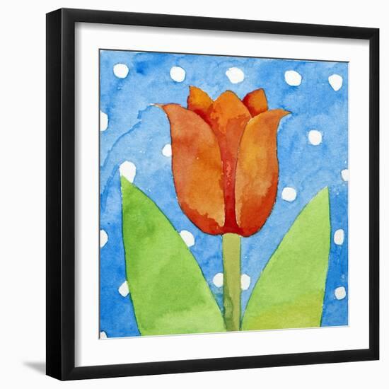 Tulip Blue White Spot Background, 2013-Jennifer Abbott-Framed Giclee Print