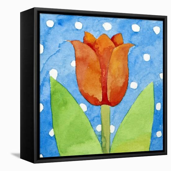 Tulip Blue White Spot Background, 2013-Jennifer Abbott-Framed Stretched Canvas