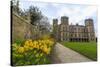 Tulip Border, Pathway and Lawn in Spring at Hardwick Hall, Near Chesterfield, Derbyshire, England-Eleanor Scriven-Stretched Canvas
