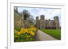 Tulip Border, Pathway and Lawn in Spring at Hardwick Hall, Near Chesterfield, Derbyshire, England-Eleanor Scriven-Framed Photographic Print