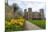 Tulip Border, Pathway and Lawn in Spring at Hardwick Hall, Near Chesterfield, Derbyshire, England-Eleanor Scriven-Mounted Photographic Print