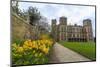 Tulip Border, Pathway and Lawn in Spring at Hardwick Hall, Near Chesterfield, Derbyshire, England-Eleanor Scriven-Mounted Photographic Print