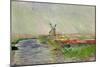 Tulip Field in Holland-Claude Monet-Mounted Giclee Print