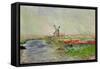 Tulip Field in Holland-Claude Monet-Framed Stretched Canvas