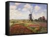 Tulip Fields with the Rijnsburg Windmill, 1886-Claude Monet-Framed Stretched Canvas